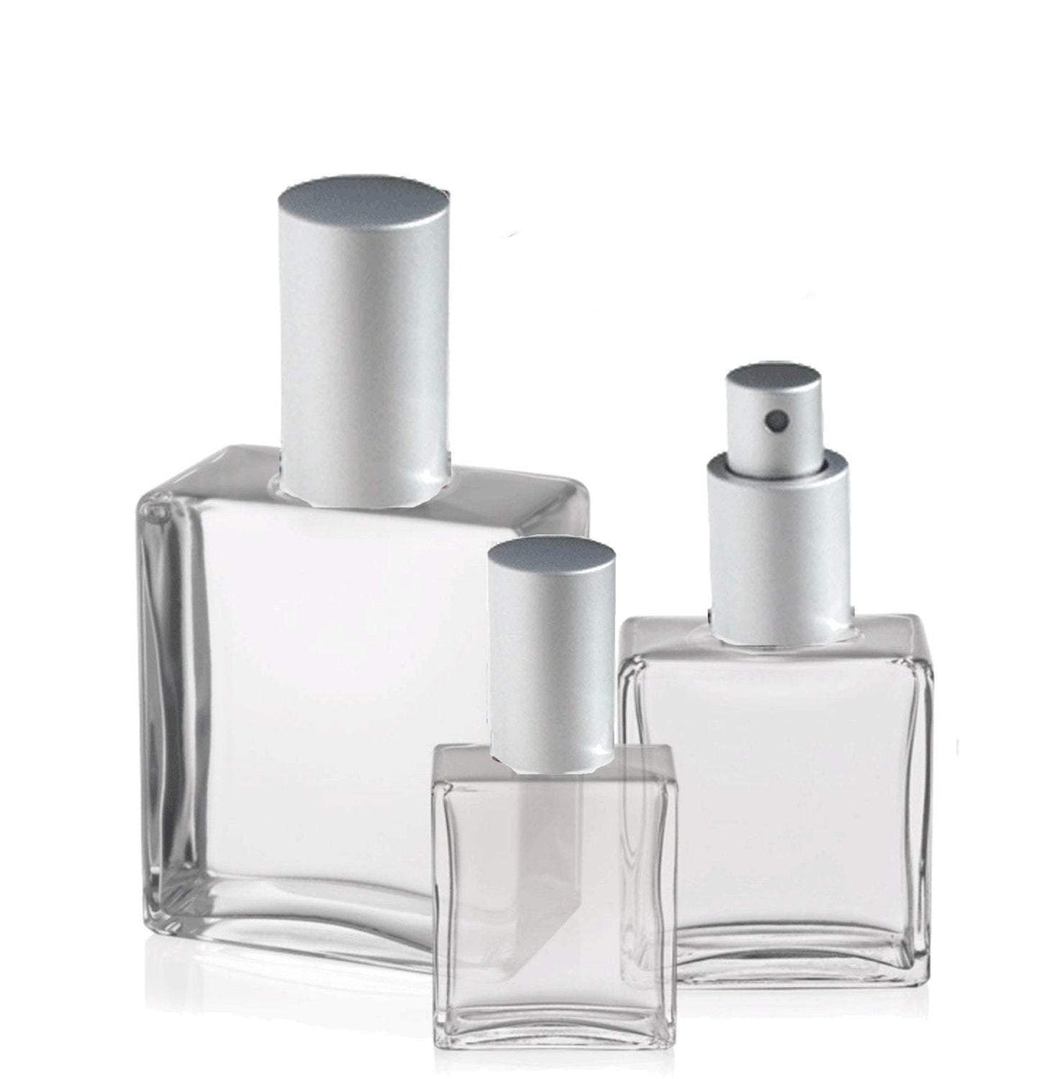 2 oz (60ml) Flat Square Clear Glass Bottles