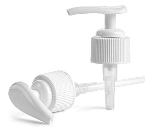 Replacement Lotion and Soap Pump Dispensers - 24-410 Locking White PP Plastic Pumps with 7