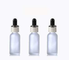 Load image into Gallery viewer, 25 FROSTED 15ml Glass Bottles w/ Metallic Gold Glass Dropper Pipette 1/2 Oz UPSCALE LUXURY Cosmetic Skincare Packaging, Serum Essential Oil