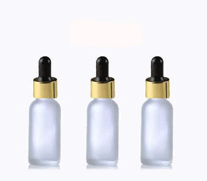 25 FROSTED 15ml Glass Bottles w/ Metallic Gold Glass Dropper Pipette 1/2 Oz UPSCALE LUXURY Cosmetic Skincare Packaging, Serum Essential Oil