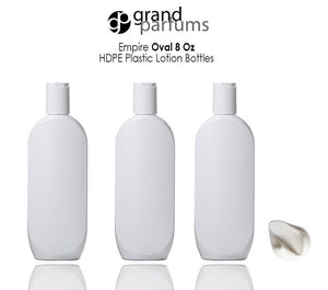 12 WHITE 8 Oz HDPE Plastic Bottles SILVER Disc Top 240ml Shampoo Lotion Body Cream Conditioner Wash Empty Private Label Packaging Container