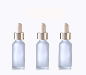 25 FROSTED 15ml Glass Bottles w/ Metallic Gold Glass Dropper Pipette 1/2 Oz UPSCALE LUXURY Cosmetic Skincare Packaging, Serum Essential Oil