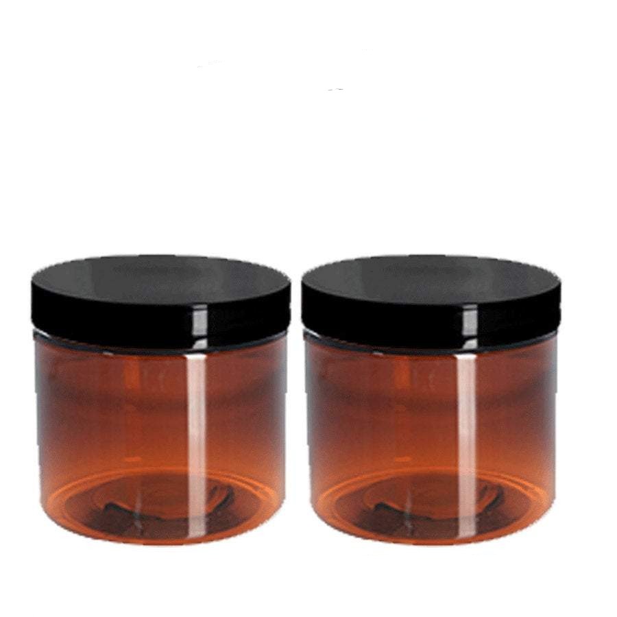 Tall Clear Glass Jar with Black Lid, 16 oz