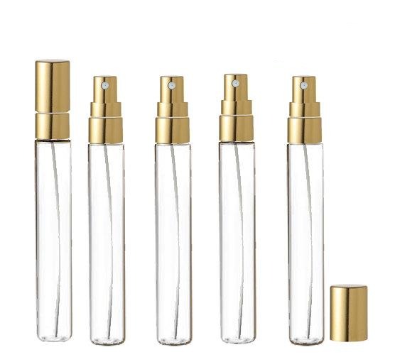 24 LUXURY Long Slim 10ml Clear Glass Perfume Atomizers, Fine Mist Sprayer, 1/3 Oz Cologne Blends, Samples, Exculsive Private Label Packaging