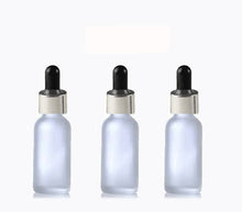 Load image into Gallery viewer, 6 FROSTED 30ml Glass Bottles w/ Metallic Gold Glass Dropper Pipette 1 Oz