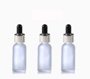 6 FROSTED 30ml Glass Bottles w/ Metallic Gold Glass Dropper Pipette 1 Oz