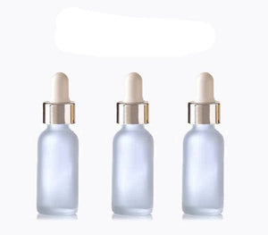 6 FROSTED 30ml Glass Bottles w/ Metallic Gold Glass Dropper Pipette 1 Oz