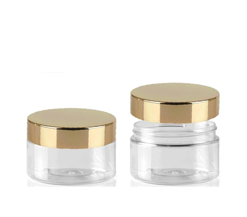 48 PC 4 Bulk Small Plastic Jars with Gold Lid
