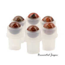 Load image into Gallery viewer, 6 NATURAL BRECCIATED JASPER GeMSTONE Replacement Roller Ball Fitments fit Std 10ml, 5ml Glass Rollon Bottles for Healing Aromatherapy Oils