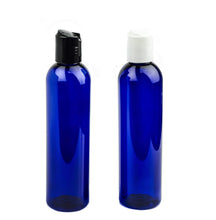 Load image into Gallery viewer, 3 Blue 8 Oz Soap/Hand Cream, Shampoo/Conditioner Shiny 240ml MODERN PET Cosmo Bullet Plastic Bottles w/ Black or White Disc Cap Dispenser