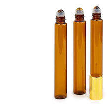 Load image into Gallery viewer, 6 CRYSTAL QUARTZ Gemstone Rollerballs in LUXURY Long Slim Clear or Amber Glass 10ml Roll-on Perfume Bottles 1/3 Oz Essential Oil, Lip Gloss