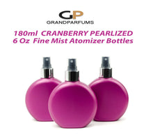 Load image into Gallery viewer, 6 LUXURY Atomizer Bottles PEARLiZED PLUM Cranberry PiNK Plastic 6 Oz Shiny Gold, Silver Atomizer Spray Caps 180ml Empty Packaging DIY