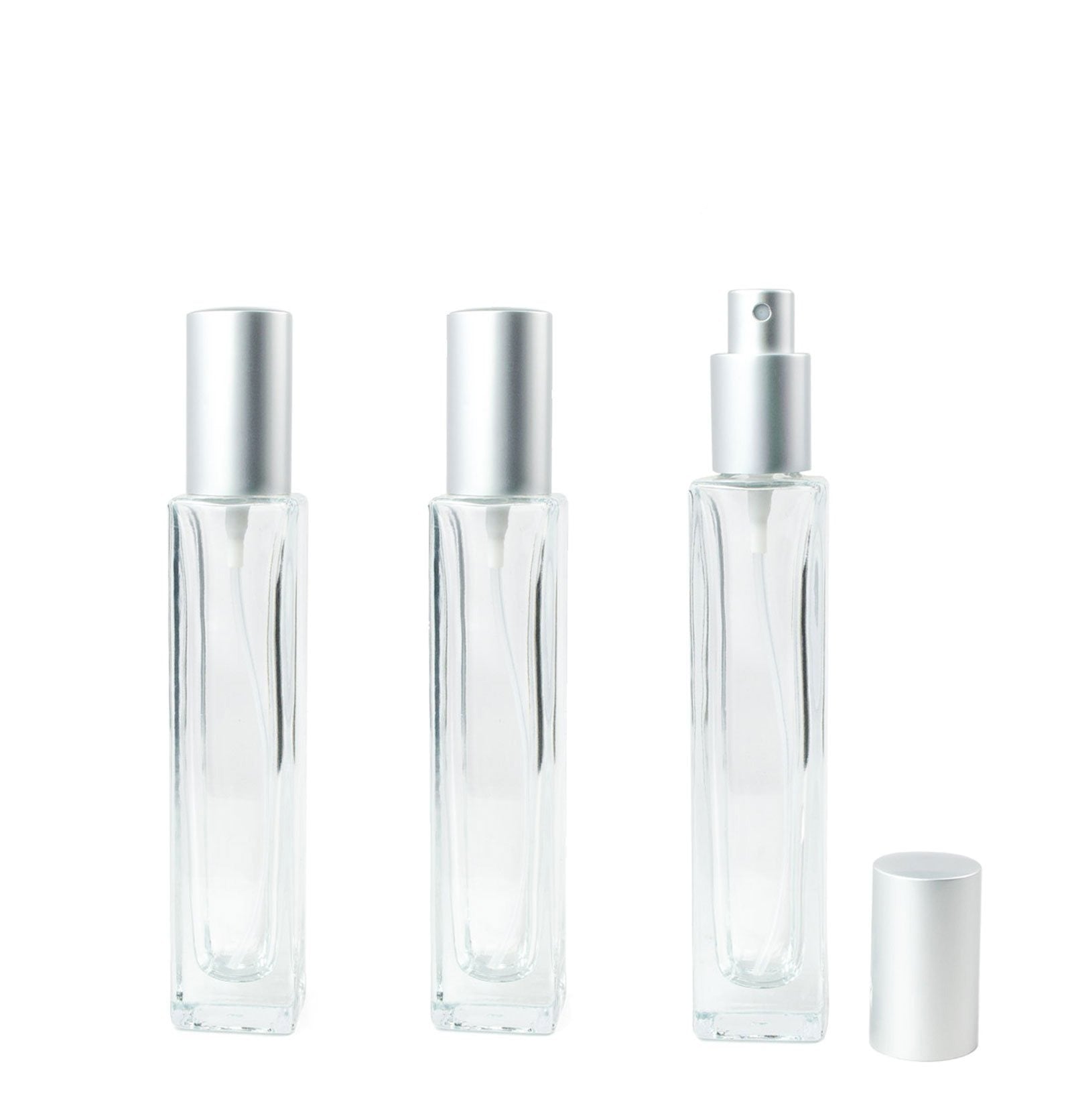 1 LUXURY 100ml Fine Mist Atomizer Perfume Bottle Flat Square (Silver  Sprayer & Cap) 3.3 Oz 100 ml