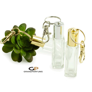3 SQUARE Keychain Roller Bottles 7.5 ml Essential Oil Rollers | Roll On Bottles Portable Refillable 7.5ml Oil RollerS Gold or Silver Cap