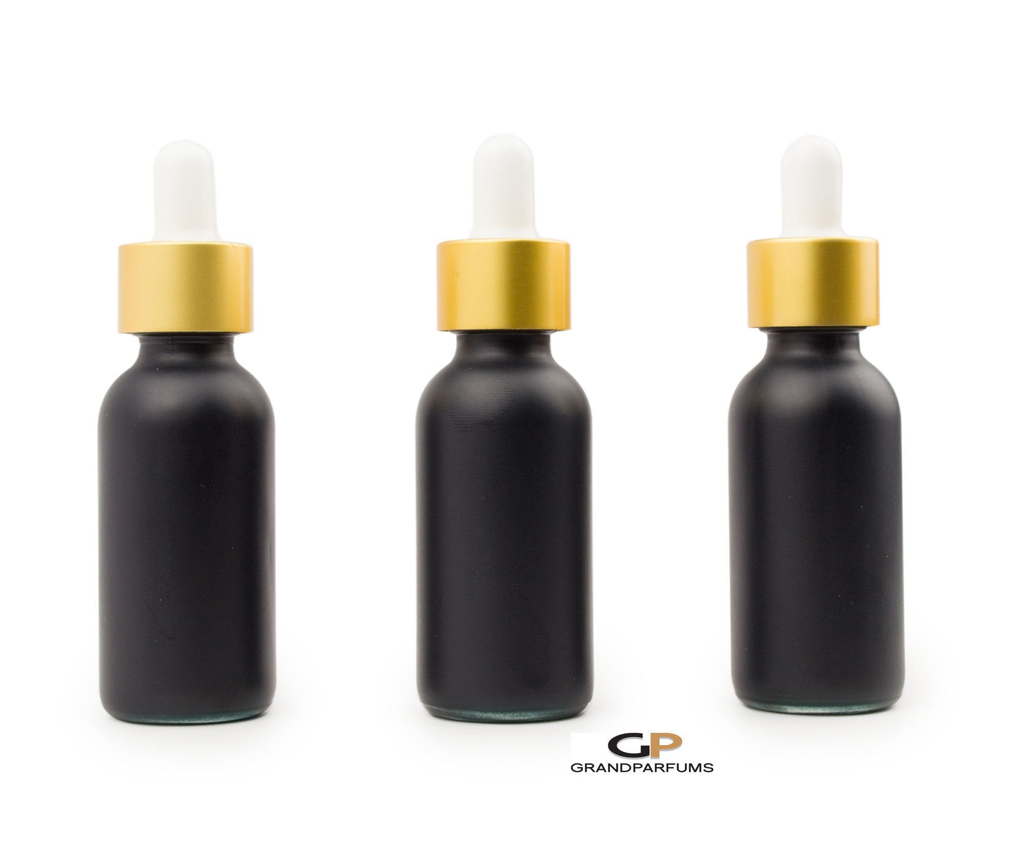 30ML (1 oz) Amber Boston Round Bottles w/ black Metal Cap