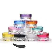 Load image into Gallery viewer, 100 Assorted Color 5g Empty Cosmetic Jars Containers 5 gram DIY + Free Spatula/Spoons Solid 5mL