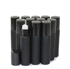 100 Black 10 ml Roll On Glass Perfume Bottles Cologne, EO 10 ml 1/3 Oz Steel Balls Roller Top Unisex